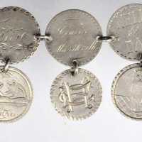 Silver Love Token Bracelet made from Liberty Seated Dimes dated 1875 to 1891.
