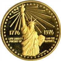 1976 National Bicentennial Medal. Gold. Small Format. 23 mm. 12.9 grams. Swoger-52ID. Cameo Proof.