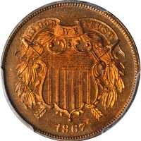 1867 Two-Cent Piece. Proof-65 RD (PCGS).