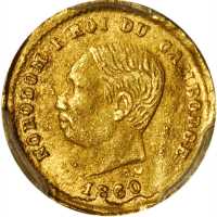 柬埔寨1860年25分金币。样币。