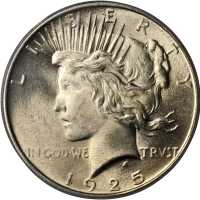 1925 Peace Silver Dollar. MS-66 (PCGS).