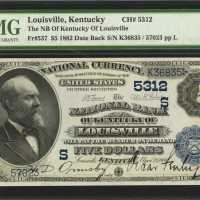 Fr. 537. Louisville, Kentucky. 1882 $5 Date Back. The National Bank of Kentucky of Louisville. Chart