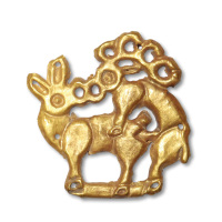 早期“双马”形金饰一件
