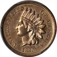 1860 Indian Cent. FS-401. Pointed Bust. AU Details--Spot Removed (PCGS).