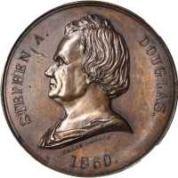 1860 Stephen Douglas. DeWitt-SD 1860-5. Copper. 35 mm. MS-63 BN (NGC).