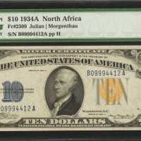 Fr. 2309. 1934A $10 North Africa Emergency Note. PMG Gem Uncirculated 66 EPQ.