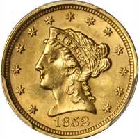 1852 Liberty Head Quarter Eagle. Unc Details--Cleaned (PCGS).