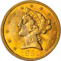 1850 Liberty Head Half Eagle. MS-62 (PCGS). OGH.