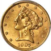 1907-D Liberty Head Half Eagle. MS-63 (PCGS).