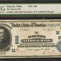 Dayton, Ohio. $100 1902 Plain Back. Fr. 698. The Dayton NB. Charter #898. PMG About Uncirculated 50.