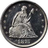1875 Twenty-Cent Piece. Proof-61 (PCGS).