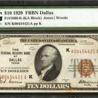 Fr. 1860-K. 1929 $10 Federal Reserve Bank Note. Dallas. PMG Choice Uncirculated 63.