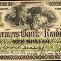 Reading, Pennsylvania. Farmers Bank of Reading. September 2, 1861. $1. Very Fine.