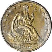 1853 Liberty Seated Half Dollar. Arrows and Rays. WB-101. AU Details--Cleaned (PCGS).
