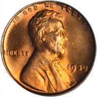 1939 Lincoln Cent. PDS Set. MS-66 RD (PCGS).