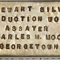 Colorado--Georgetown. Stewart Silver Reduction Works Ingot. Charles M. Moor, Assayer. Silver. 51 x 2
