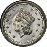 Undated (1861-1865) Indian Princess / Penny Saved is a Penny Earned. Fuld-54/430 e. Rarity-7. White 