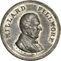 Quartet of 1856 Millard Fillmore medalets, all brass except where noted.