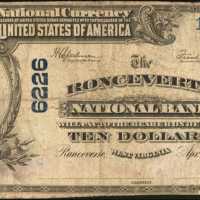 Ronceverte, West Virginia. $10 1902 Plain Back. Fr. 635. The Ronceverte NB. Charter #6226. Very Good