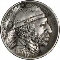 1913-D Type II Man with Beard, Hat and Collar. Host coin Extremely Fine, Damaged.