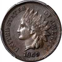 1869 Indian Cent. AU-55 (PCGS).