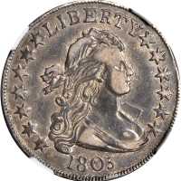 1805 Draped Bust Half Dollar. O-113b, T-1. Rarity-7. VF-35 (NGC).