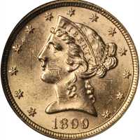 1899 Liberty Head Half Eagle. MS-63 (NGC).