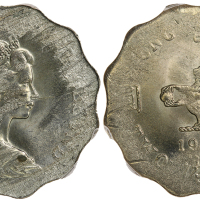 1975年香港2元，胚饼破边错打，PCGS MS61