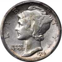 1916-D Mercury Dime. EF-45 (PCGS).