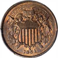1864 Two-Cent Piece. Large Motto. MS-66 RB (PCGS). CAC.