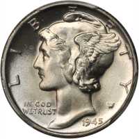 1945 Mercury Dime. MS-66 (PCGS).