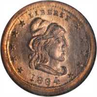 1864 Conical Cap Head / Our Army. Fuld-46/335 a. Rarity-2. Copper. 20 mm. MS-65 RD (NGC).