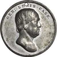 1848 Lewis Cass. DeWitt-LC 1848-4. White metal. 32.7 mm. Extremely Fine, pierced for suspension.