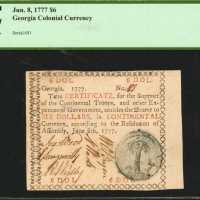 GA-108a. Georgia. June 8, 1777. $6. Red 