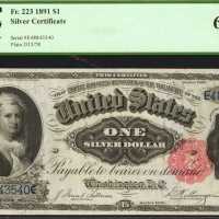 Fr. 223. 1891 $1 Silver Certificate. PCGS Gem New 66 PPQ.
