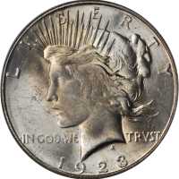 Lot of (2) Mint State Peace Silver Dollars. (PCGS).