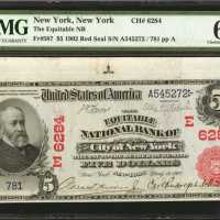 New York, New York. $5 1902 Red Seal. Fr. 587. The Equitable NB. Charter #6284. PMG Choice Uncircula