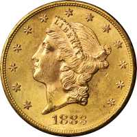 1883-S Liberty Head Double Eagle. MS-64+ (PCGS).