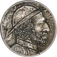 1914 Man with Beard, Hat and Collar. Host coin Extremely Fine.
