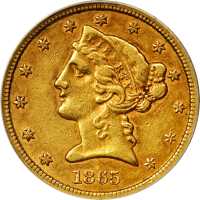 1865-S Liberty Head Half Eagle. AU-50 (ANACS).