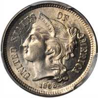 1866 Nickel Three-Cent Piece. MS-66 (PCGS).