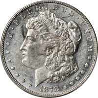 1878 Morgan Silver Dollar. 8 Tailfeathers. VAM-9. Top 100 Variety. First Die Pair. AU-55 (PCGS).