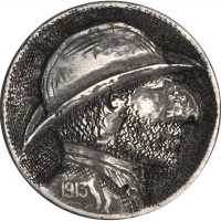 1913-S Type II Man with Beard, Large Nose, Hat, Collar. Host coin Extremely Fine.