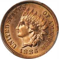 1886 Indian Cent. Type I Obverse. MS-65 RD (PCGS).