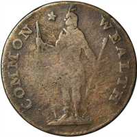 1788 Massachusetts Cent. Ryder 16-M, W-6410. Rarity-5. Period after MASSACHUSETTS. Fine-12.