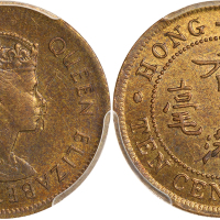 1978年香港1毫，错胚饼，重3.53克，PCGS Genuine AU Details