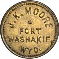 Wyoming--Fort Washakie. Undated J.K. Moore. 5 Cents. Brass. 20 mm. EF-40.