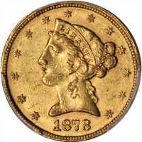 1878 Liberty Head Half Eagle. MS-61 (PCGS).
