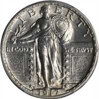 1917-D Standing Liberty Quarter. Type II. Unc Details--Cleaned (PCGS).