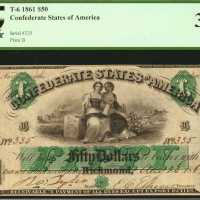 T-6. Confederate Currency. 1861 $50. PCGS Very Fine 30 PPQ.